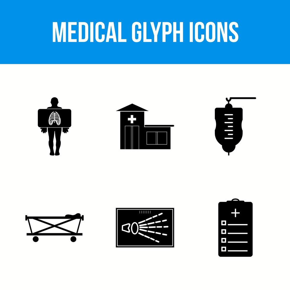 iconos de glifos médicos vector