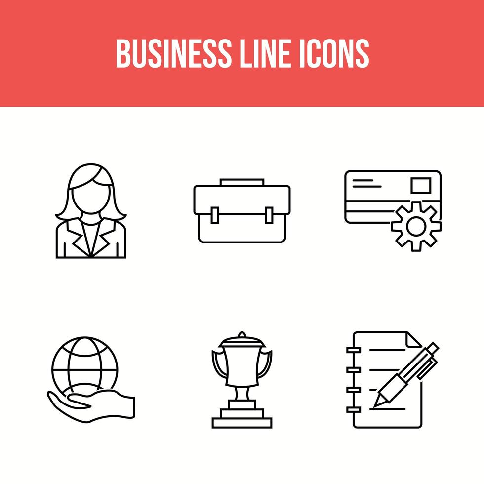 6 business line icons vector