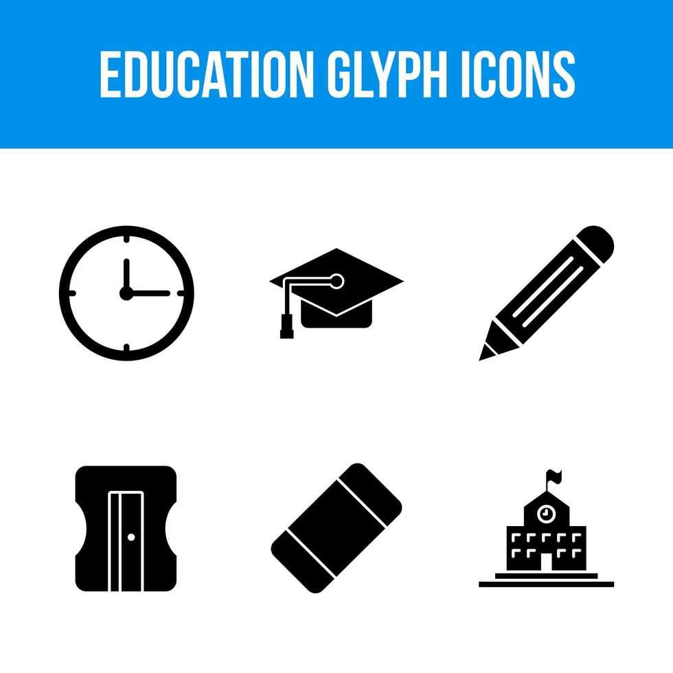 Set of eduation glyph icons vector