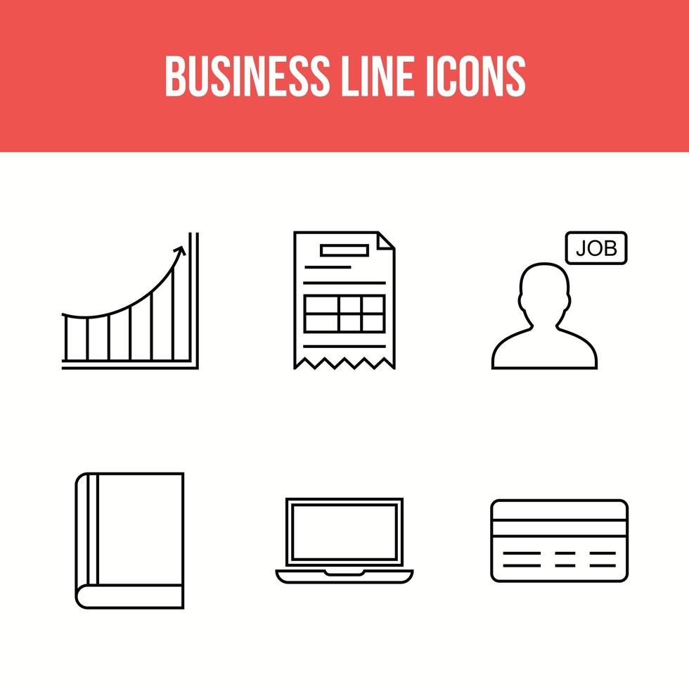 6 business line icons vector