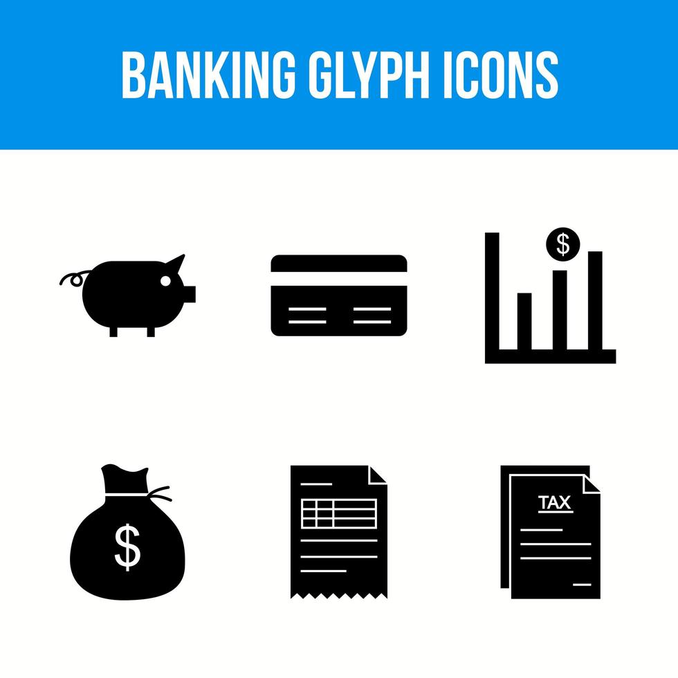 Banking glyph icons vector
