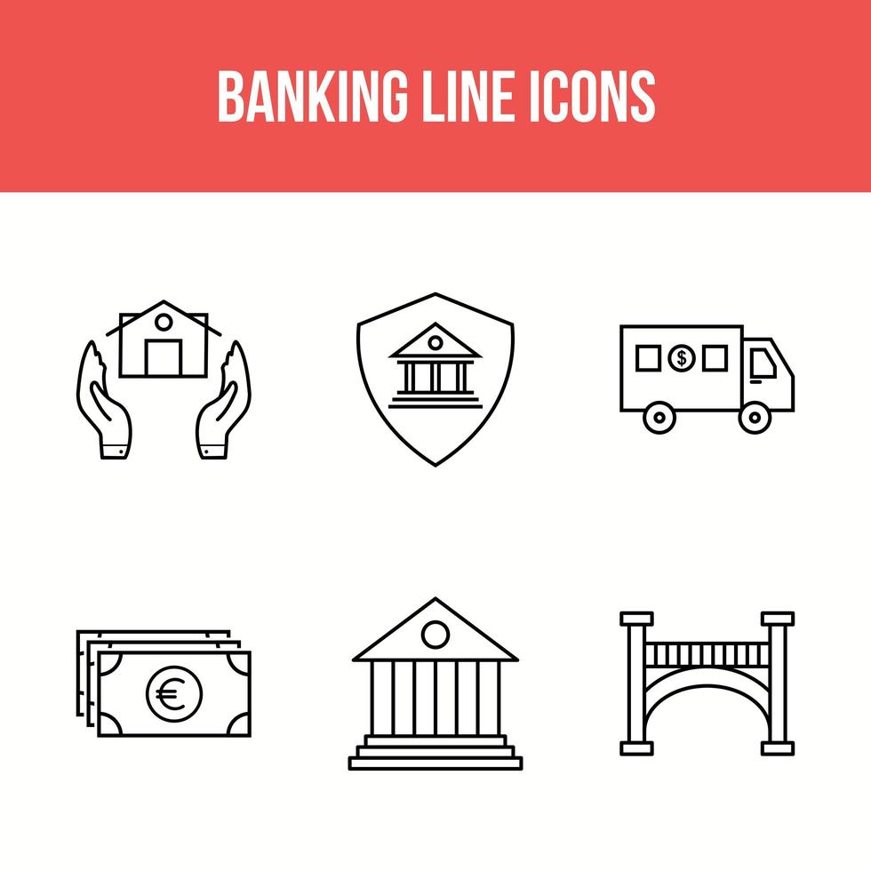 iconos de banca de línea vector