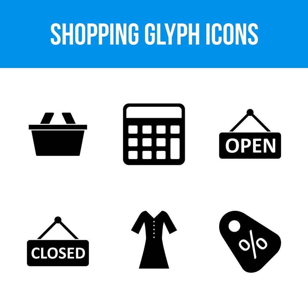 Set of shopping glyph icons vector