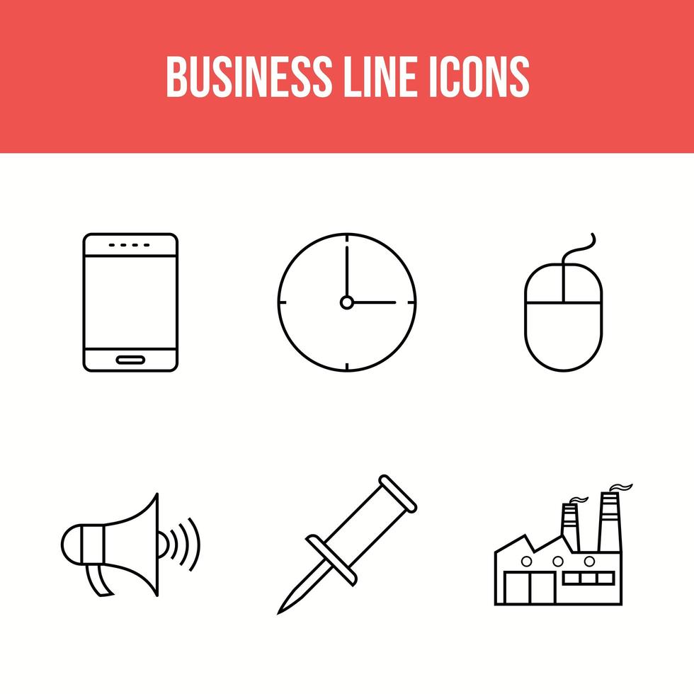 6 business line icons vector