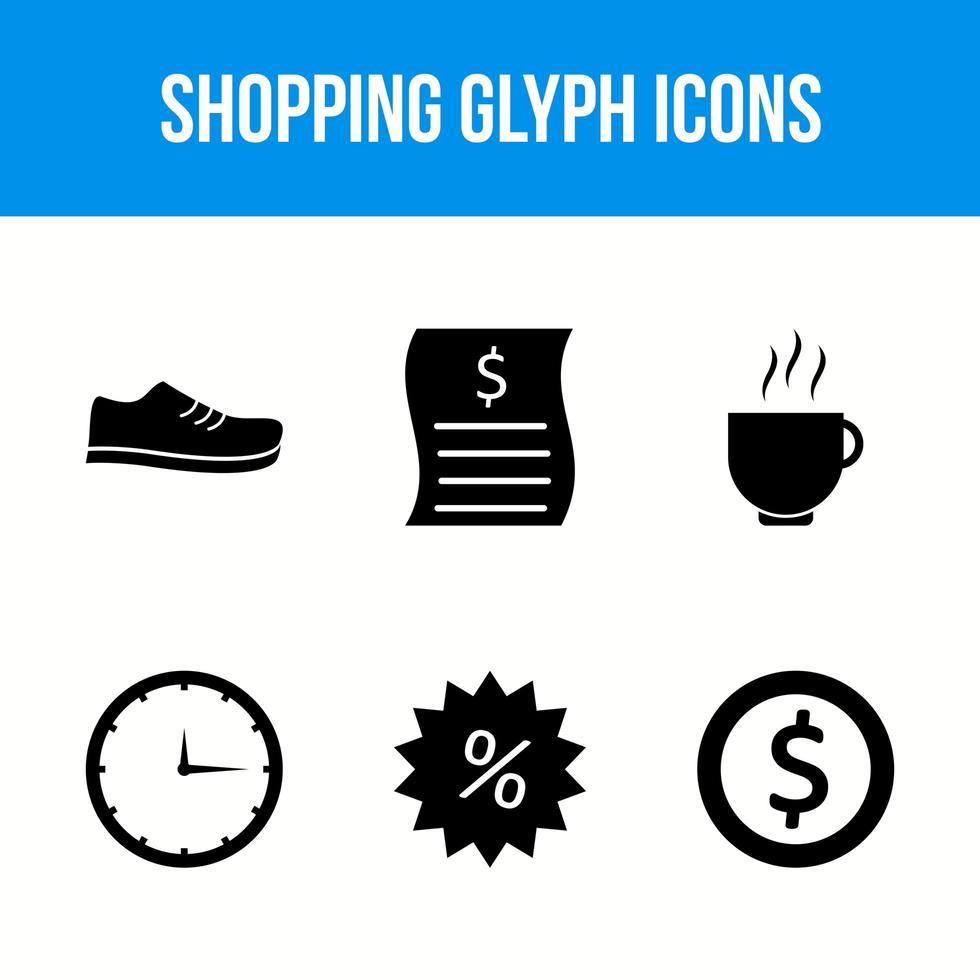 seis iconos de glifos comerciales y comerciales vector
