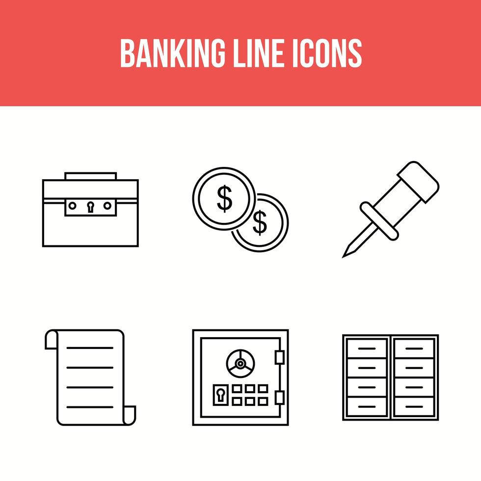 Banking line icons vector