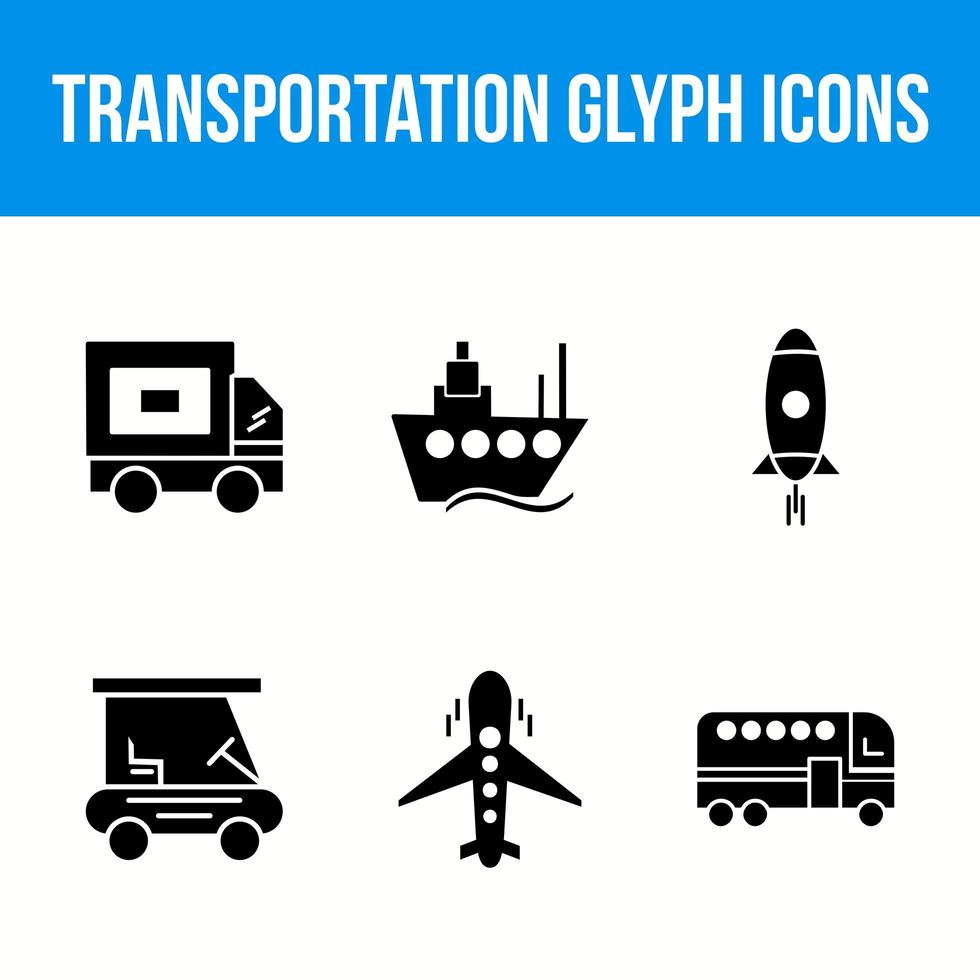 Transportation glyph icon set vector