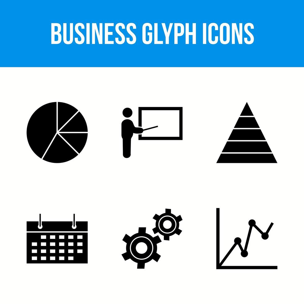 Business glyph icons vector