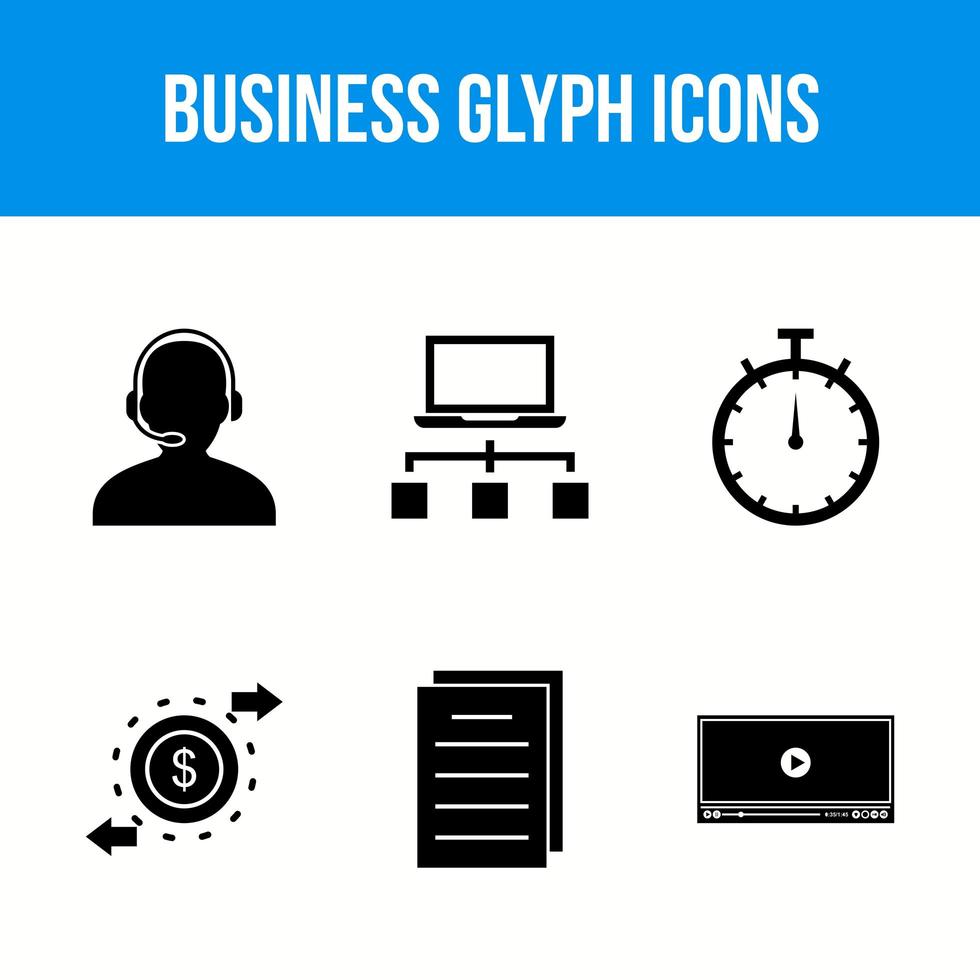 Business glyph icons vector