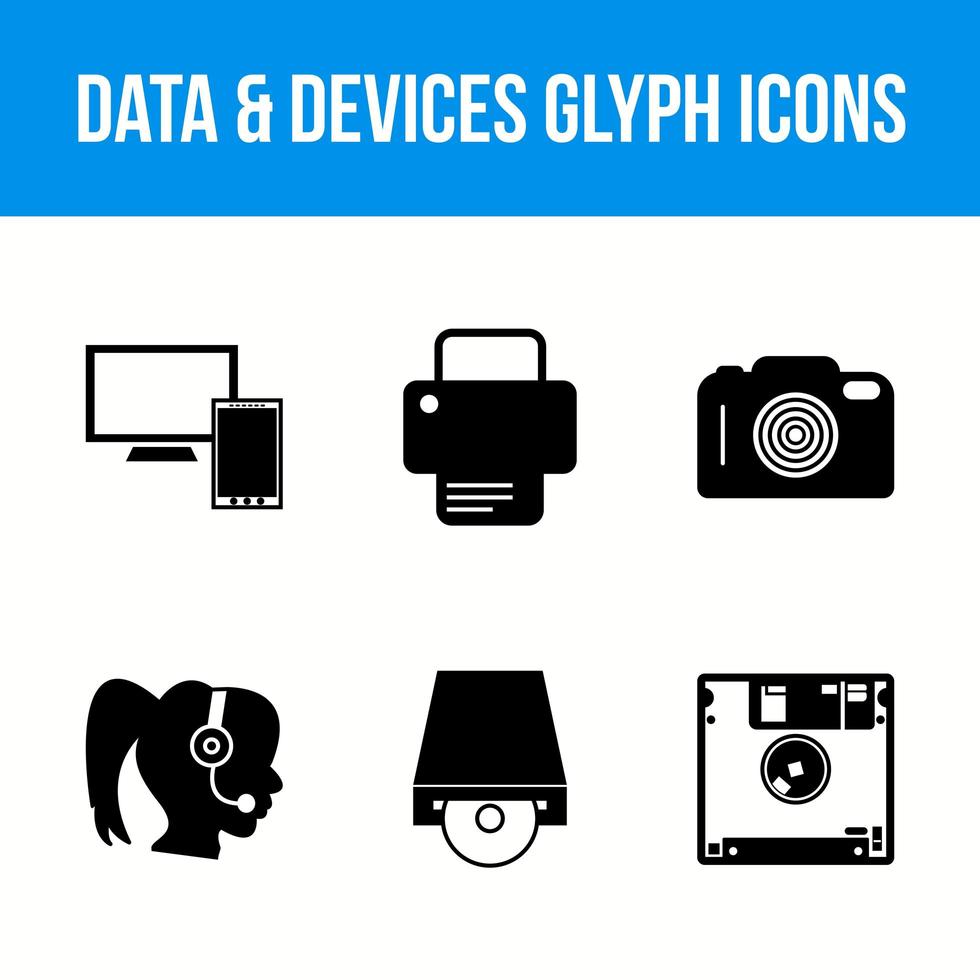 Data and devices line icons vector