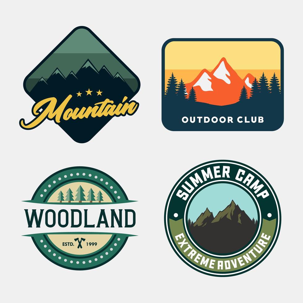 Outdoor adventure badge set vector