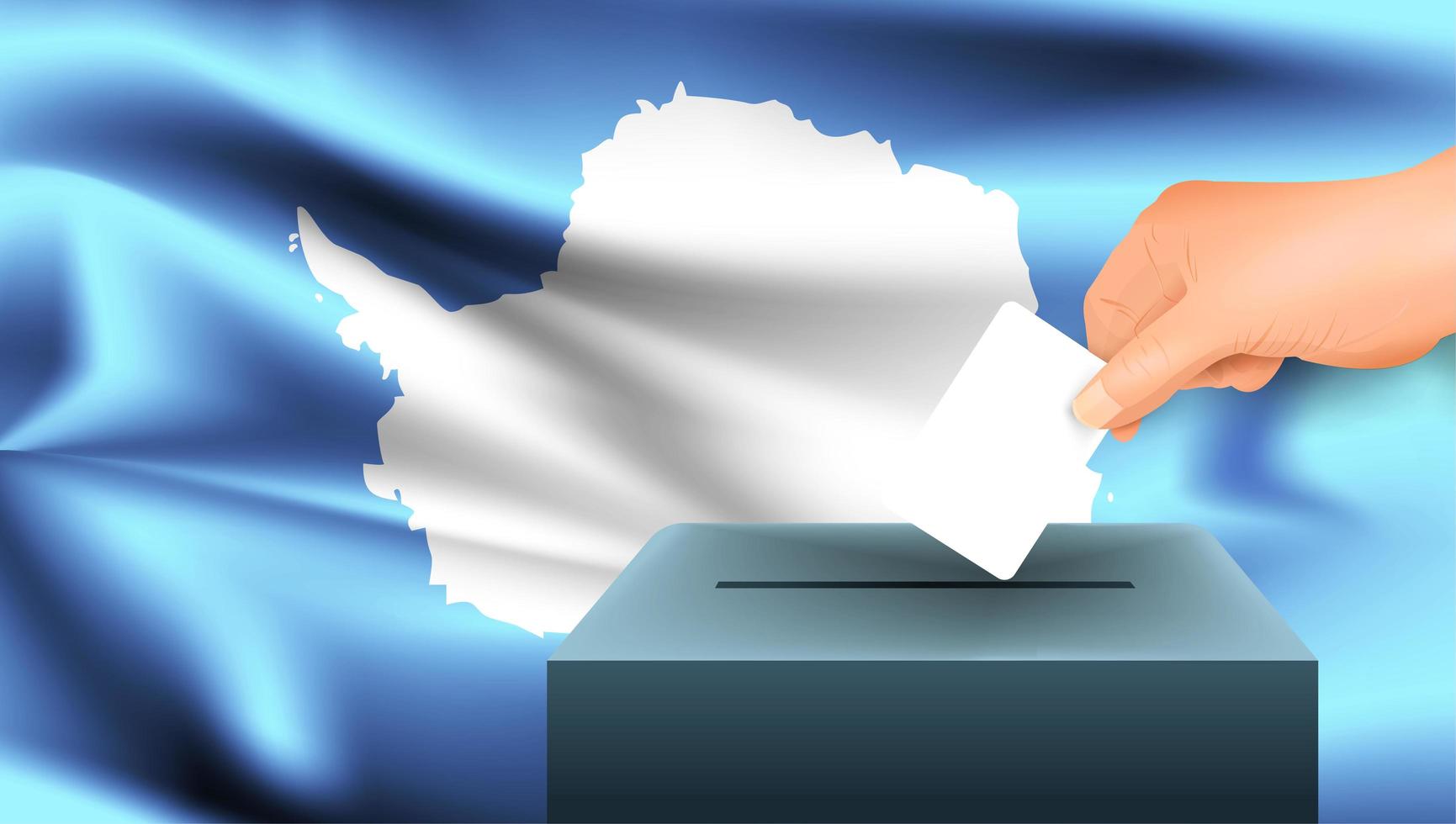 Hand putting ballot into box with Antarctic flag  vector