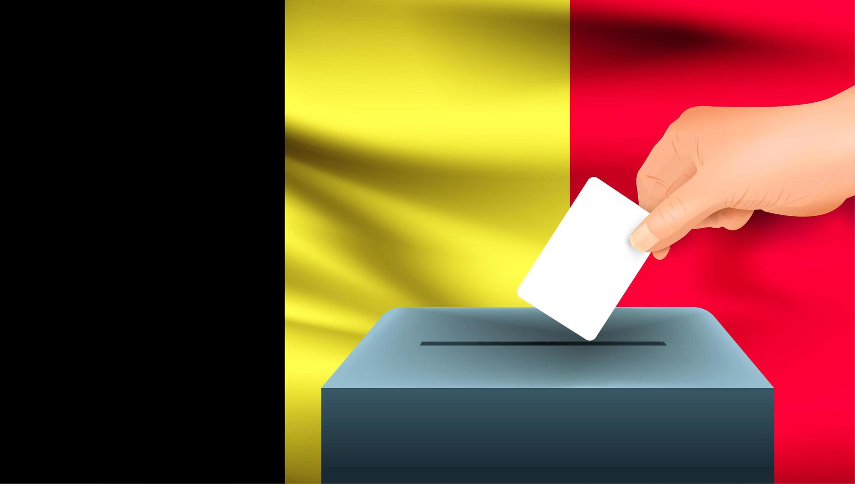 Hand putting ballot into box with Belgian flag  vector