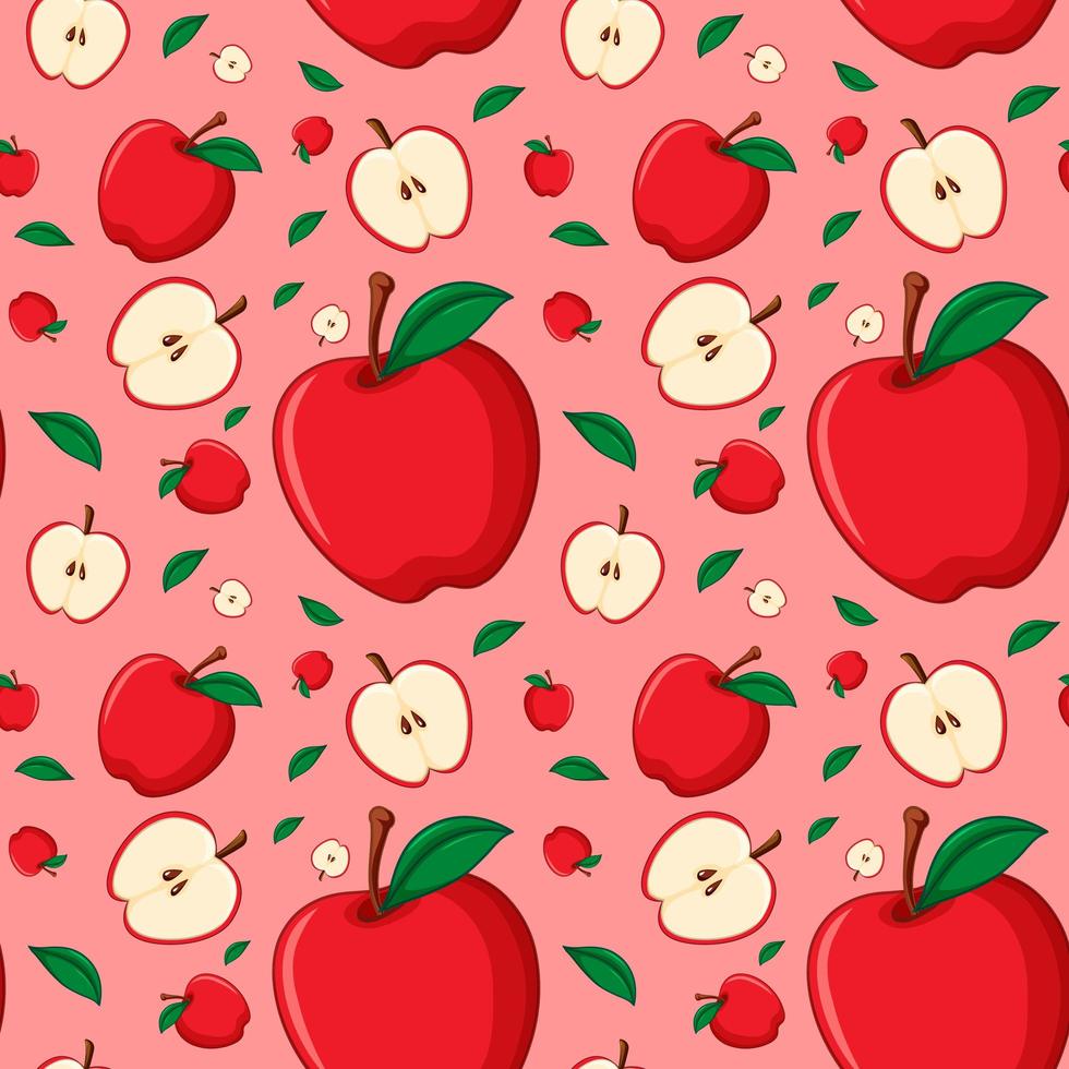 Seamless background design with red apples vector