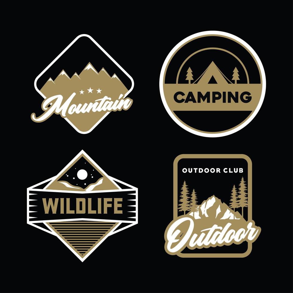 Gold and white adventure badge set vector