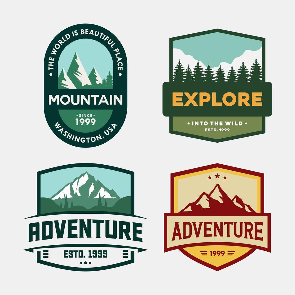 Outdoor adventure badge set vector