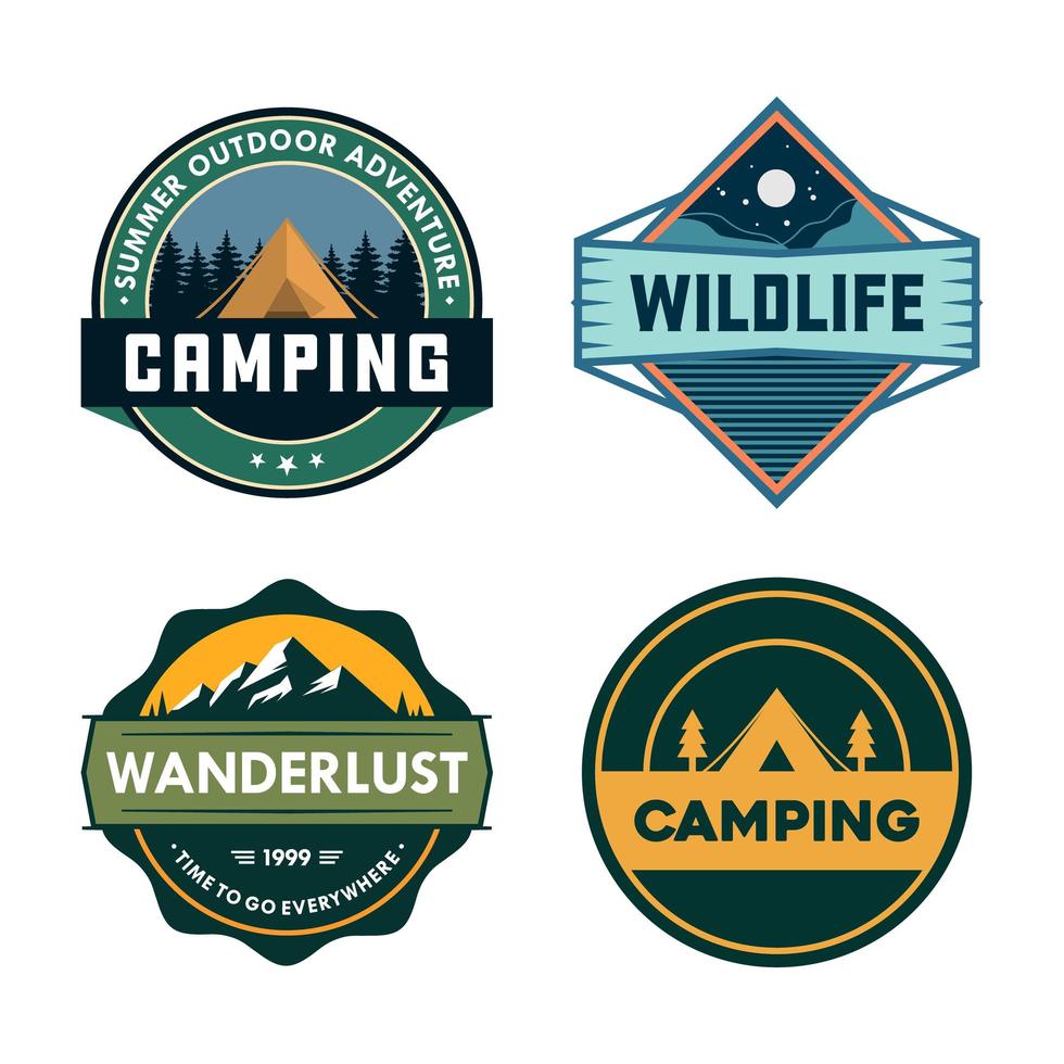 Outdoor adventure badge set vector