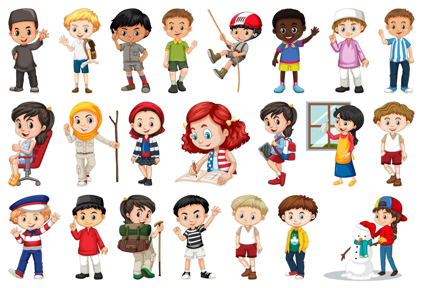 Set of children doing different activities vector