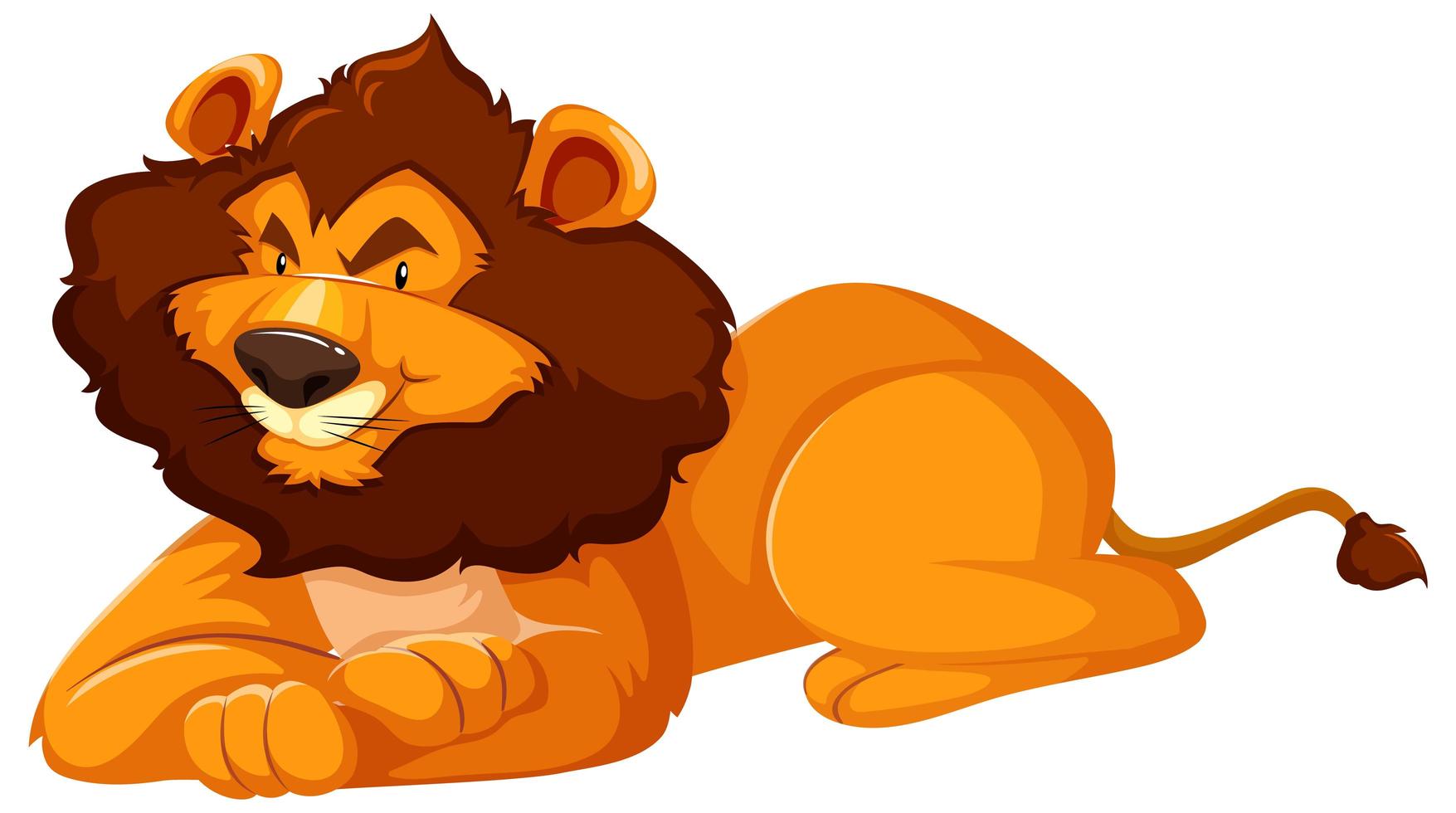 Wild lion sitting on white background vector