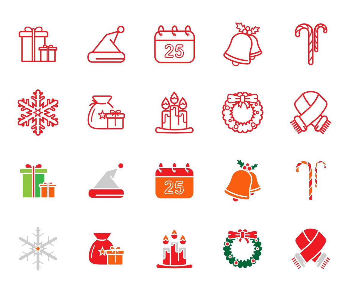 Merry Christmas icon collection vector