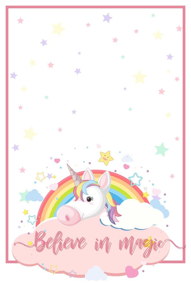 Rainbow and unicorn on notepaper template vector