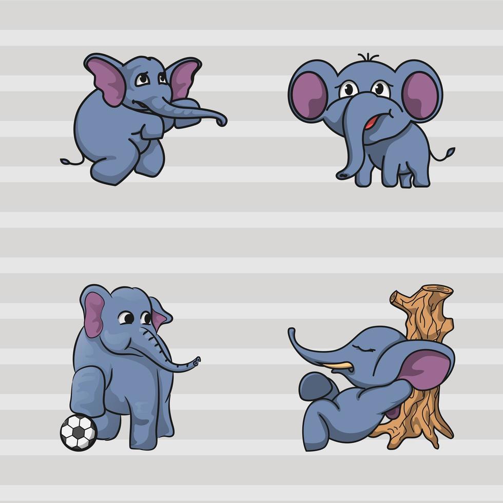 colección de mascota elefante vector