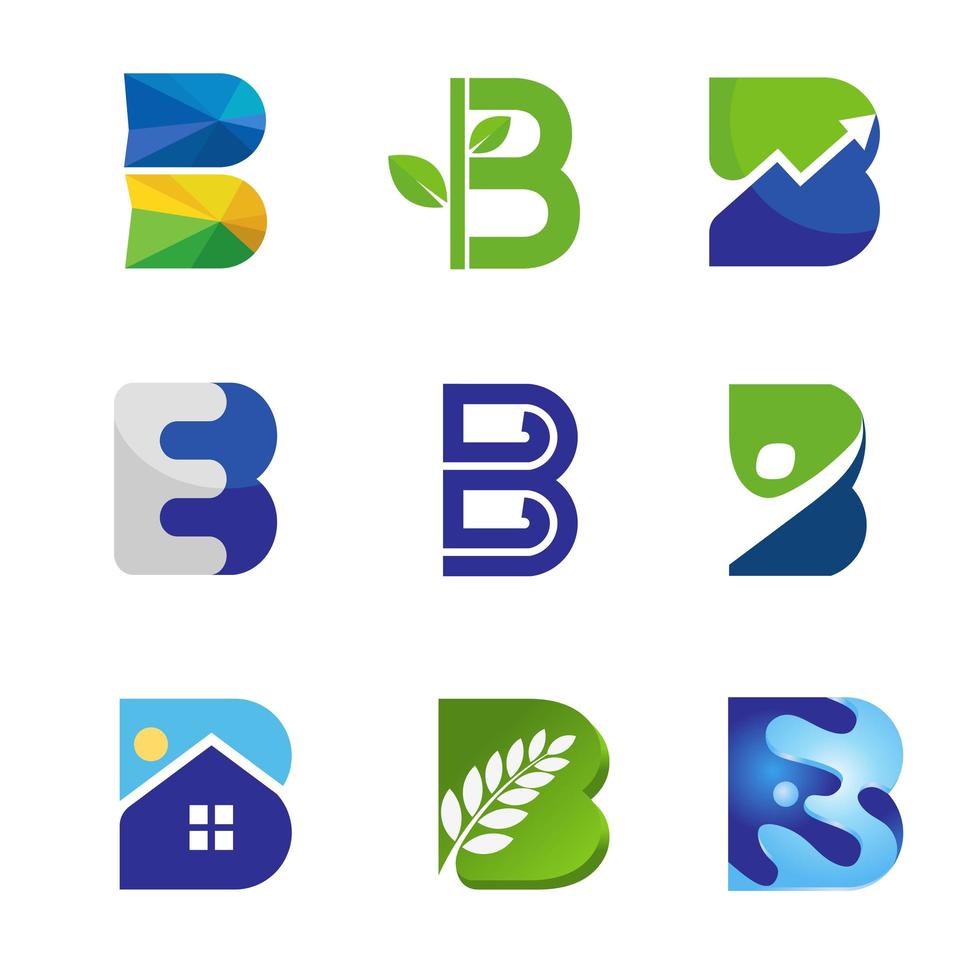 Creative initial letter b symbol set vector