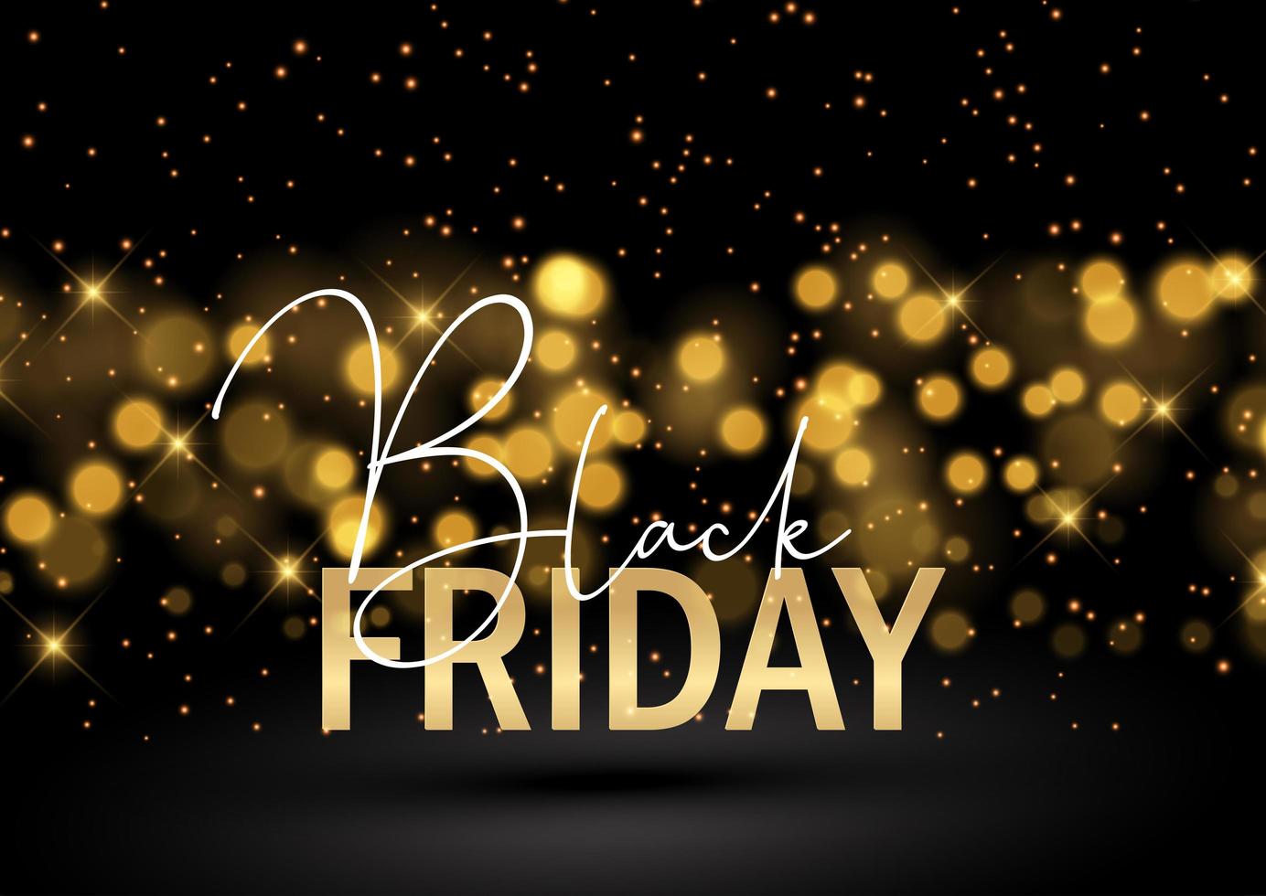 Black Friday background with glittery bokeh lights vector