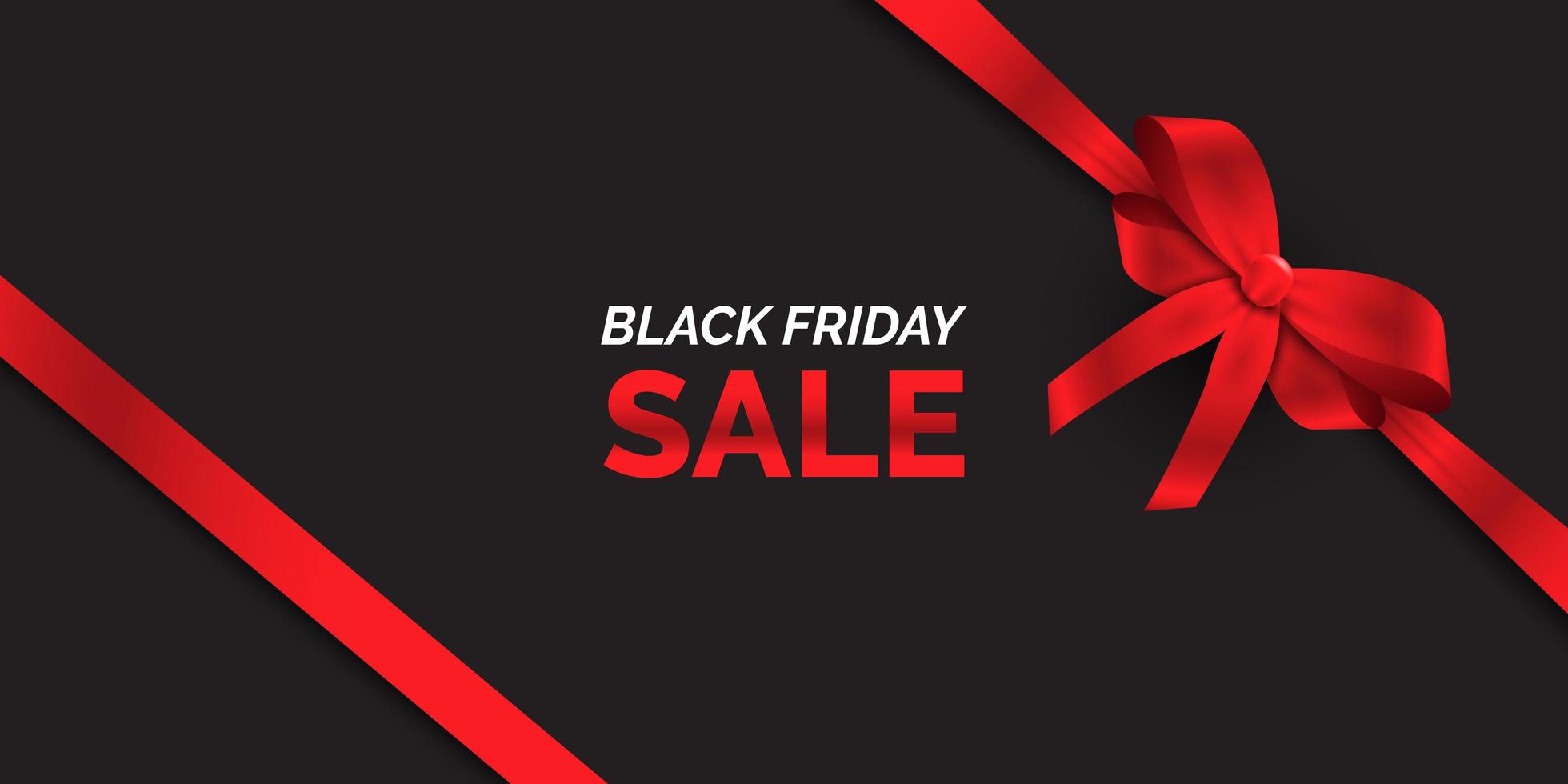 Black Friday sale banner with red ribbon vector