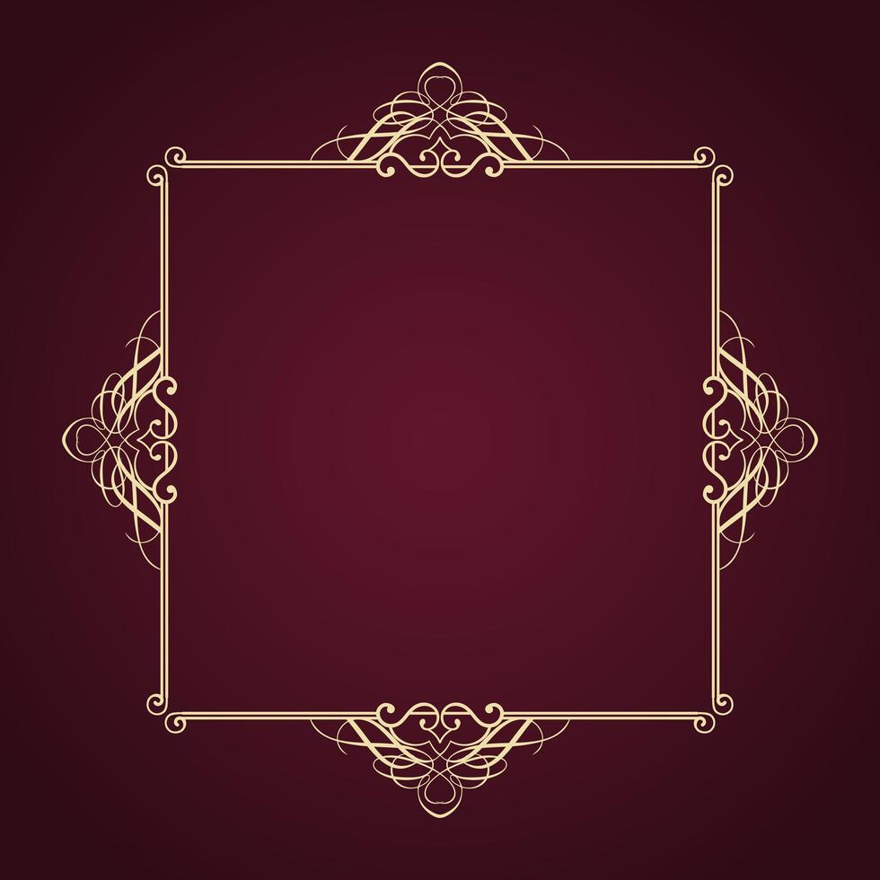 Decorative gold border on red gradient vector