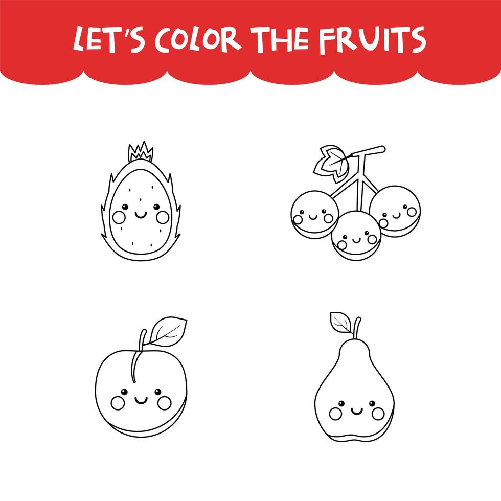 Coloring game happy fruits vector