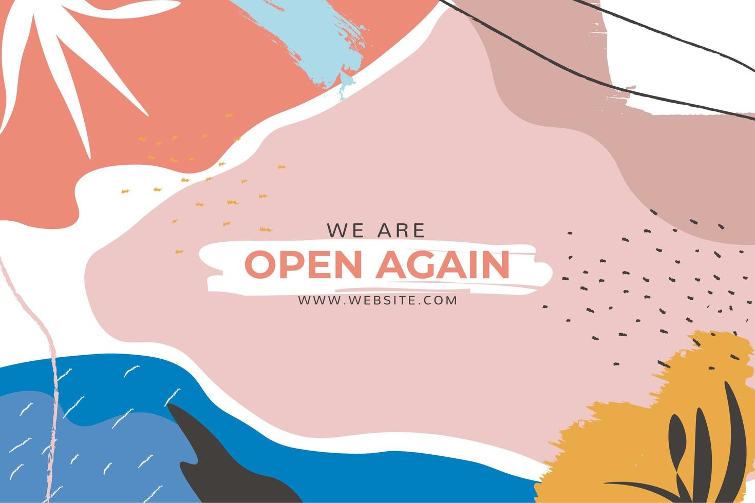 Colorful shapes we are open website banner vector