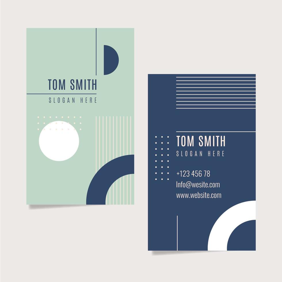 Modern geometric blue and green business card vector