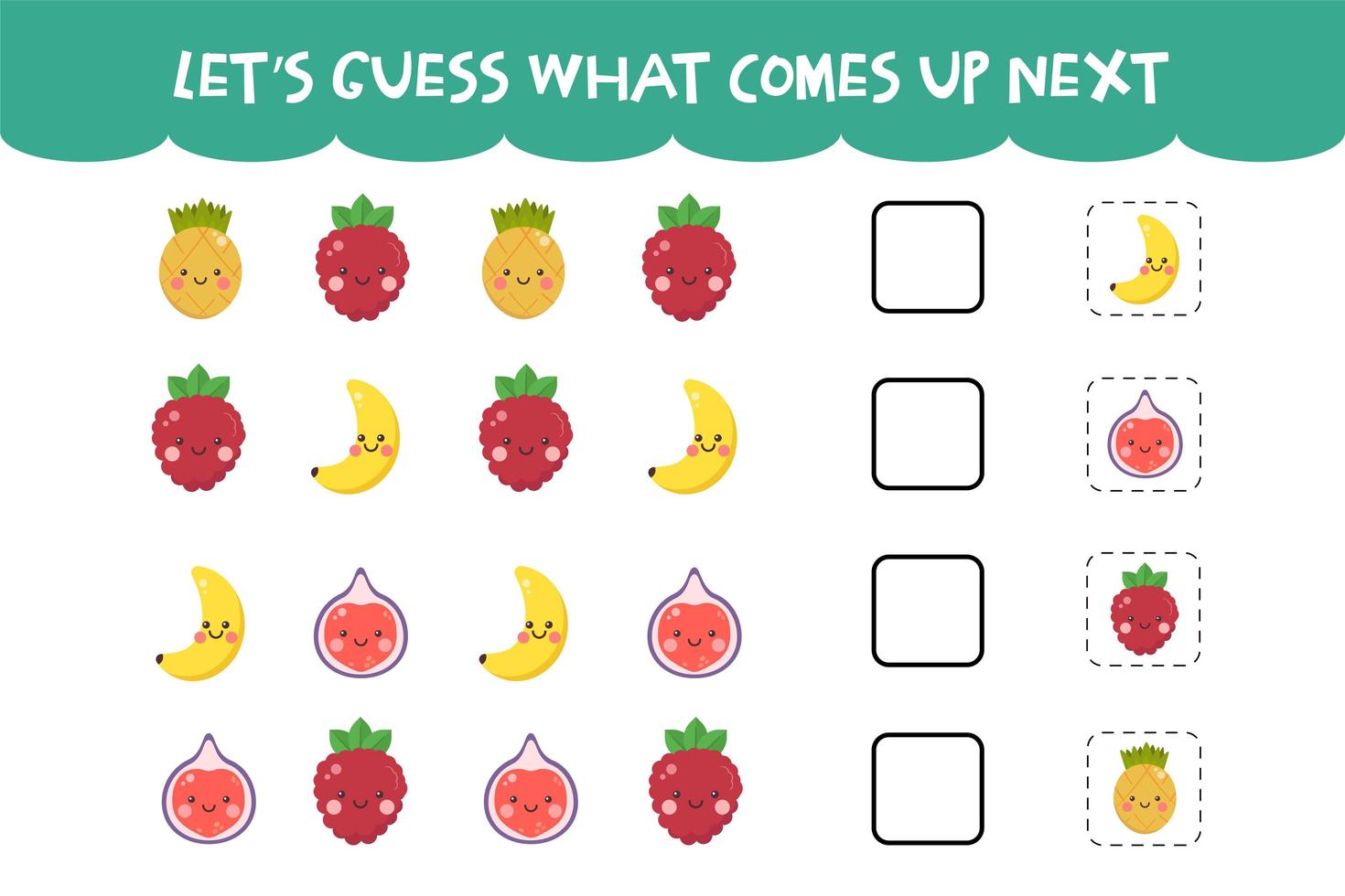 Guess what comes up next game with cute fruits vector