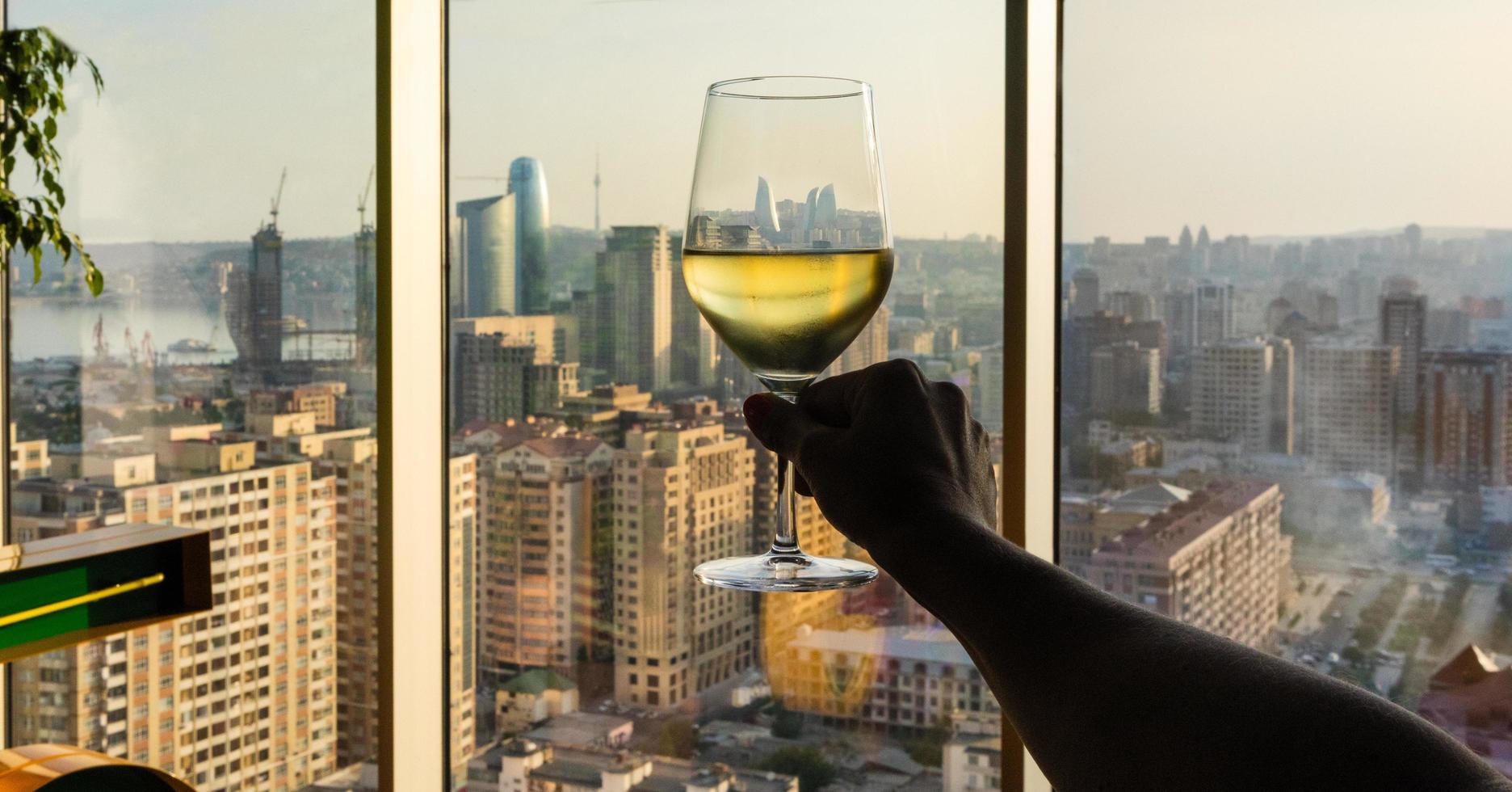 mujer sosteniendo copa de vino blanco foto