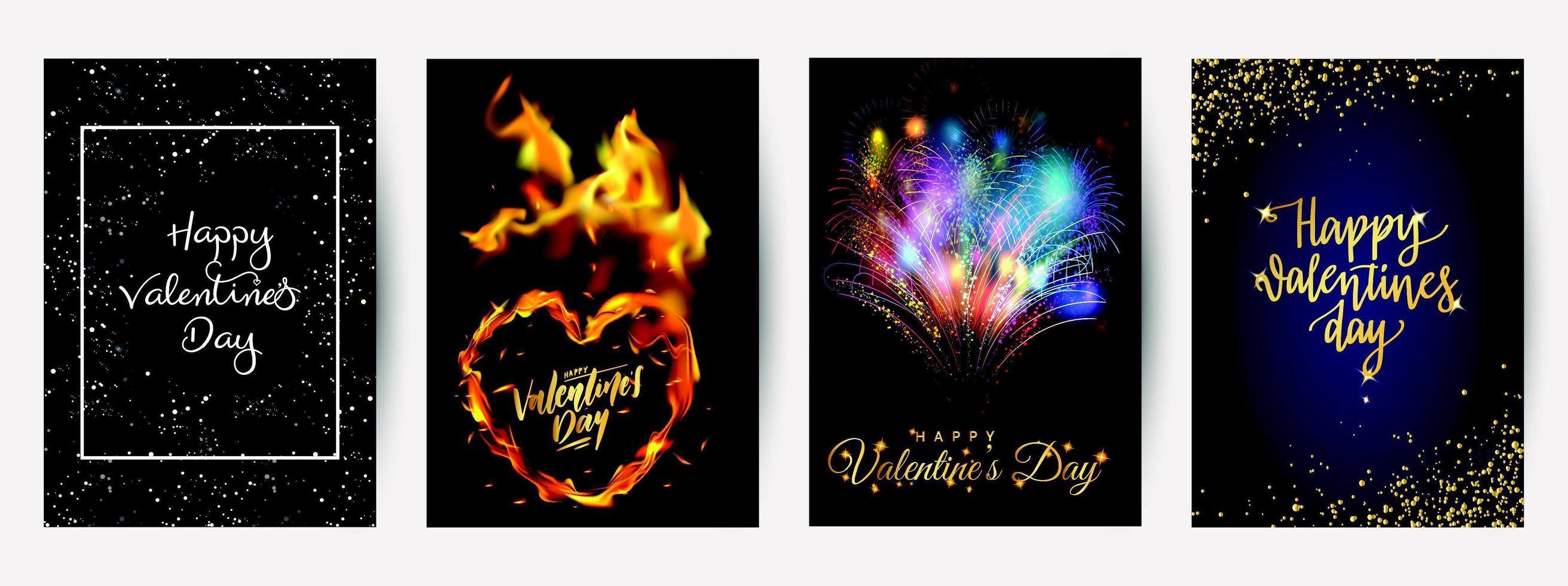 Happy Valentine's Day greeting card set vector