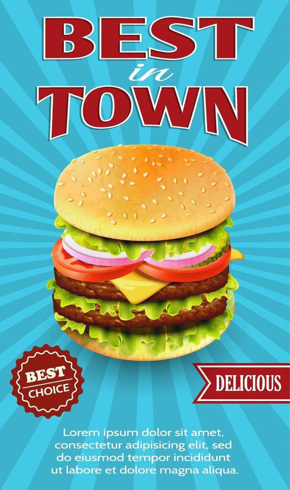 Best in town cheeseburger advertisement vector