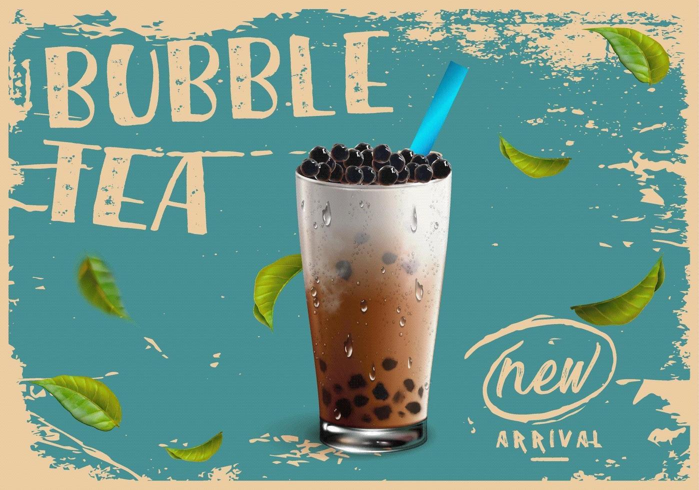 Bubble tea new arrival ad in vintage grunge style vector