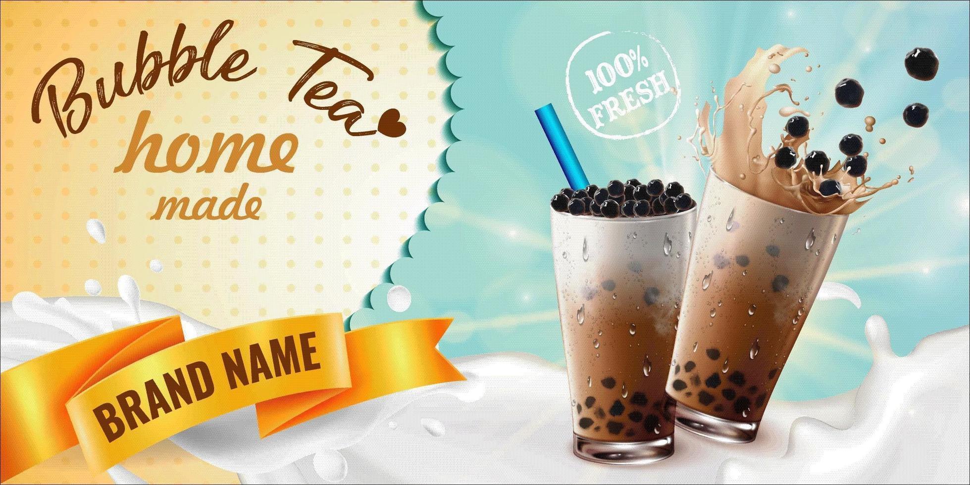 Home made bubble tea advertisement vector