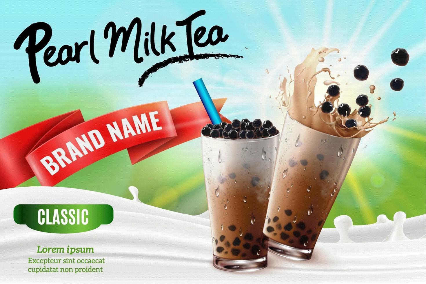 Pearl Milk Tea Advertisement vector