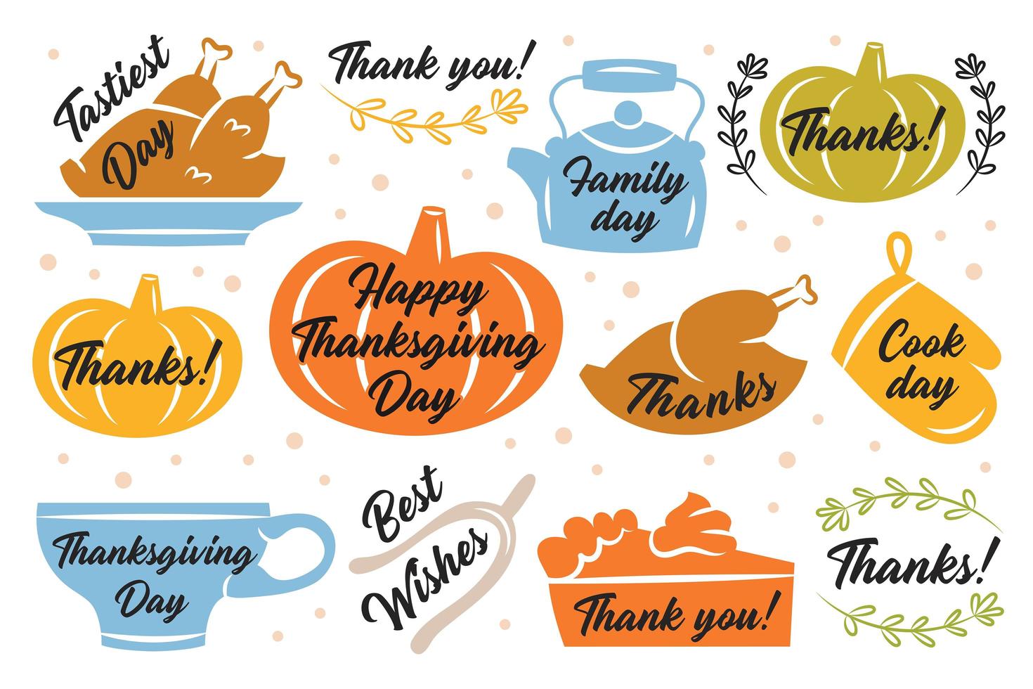 Thanksgiving stickers, labels vector