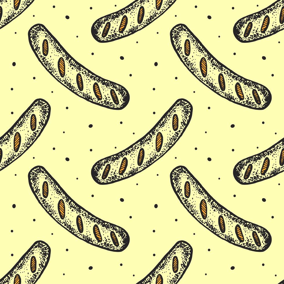Hand drawn sausages seamless pattern vector