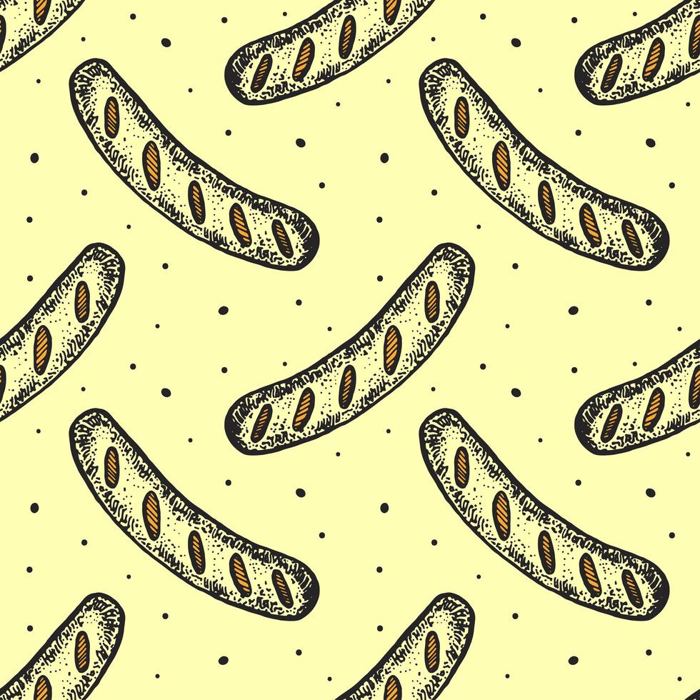 Hand drawn sausages seamless pattern vector