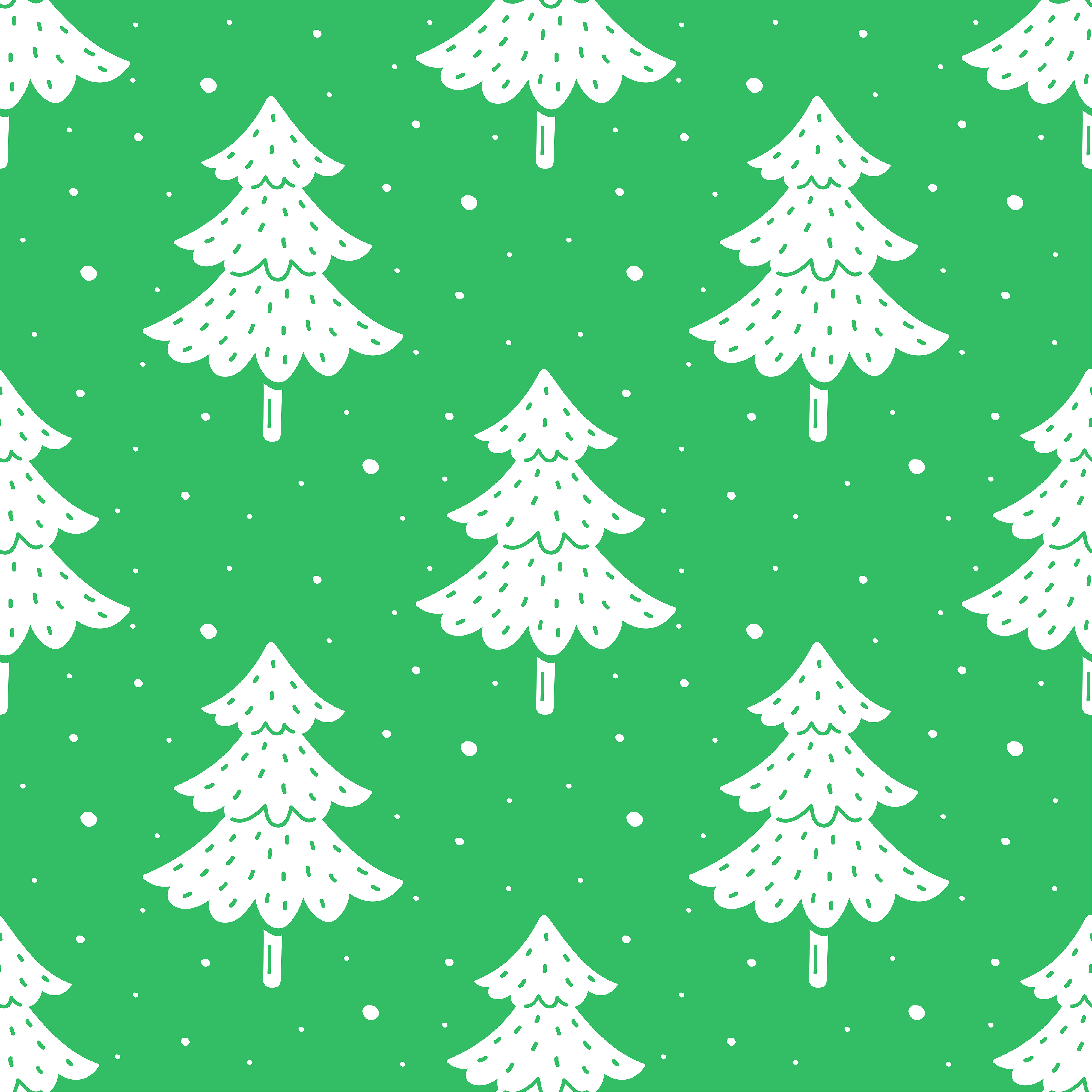 Hand drawn green and white Christmas tree seamless pattern 1349694