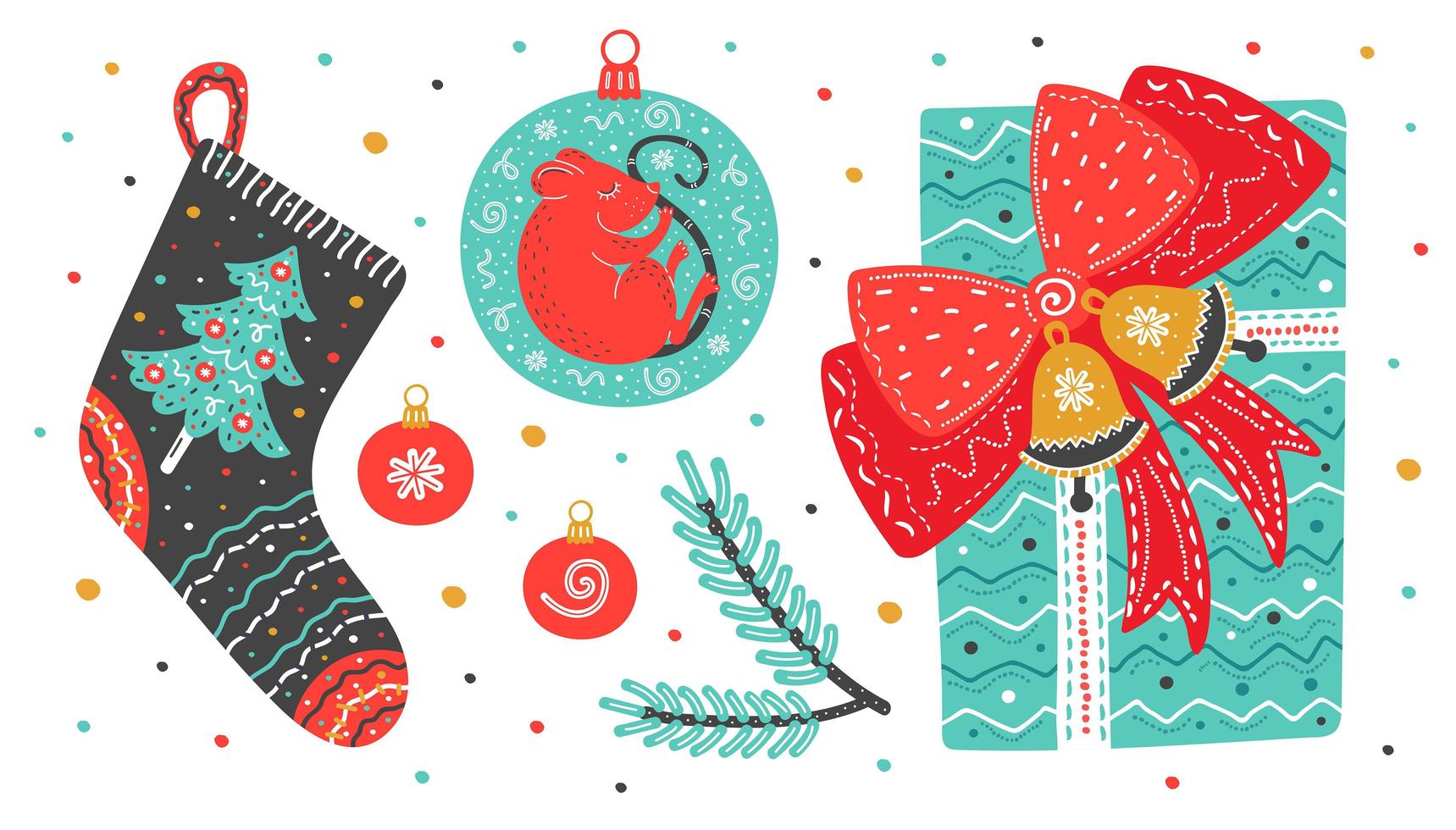 Christmas items in scandinavian style. vector