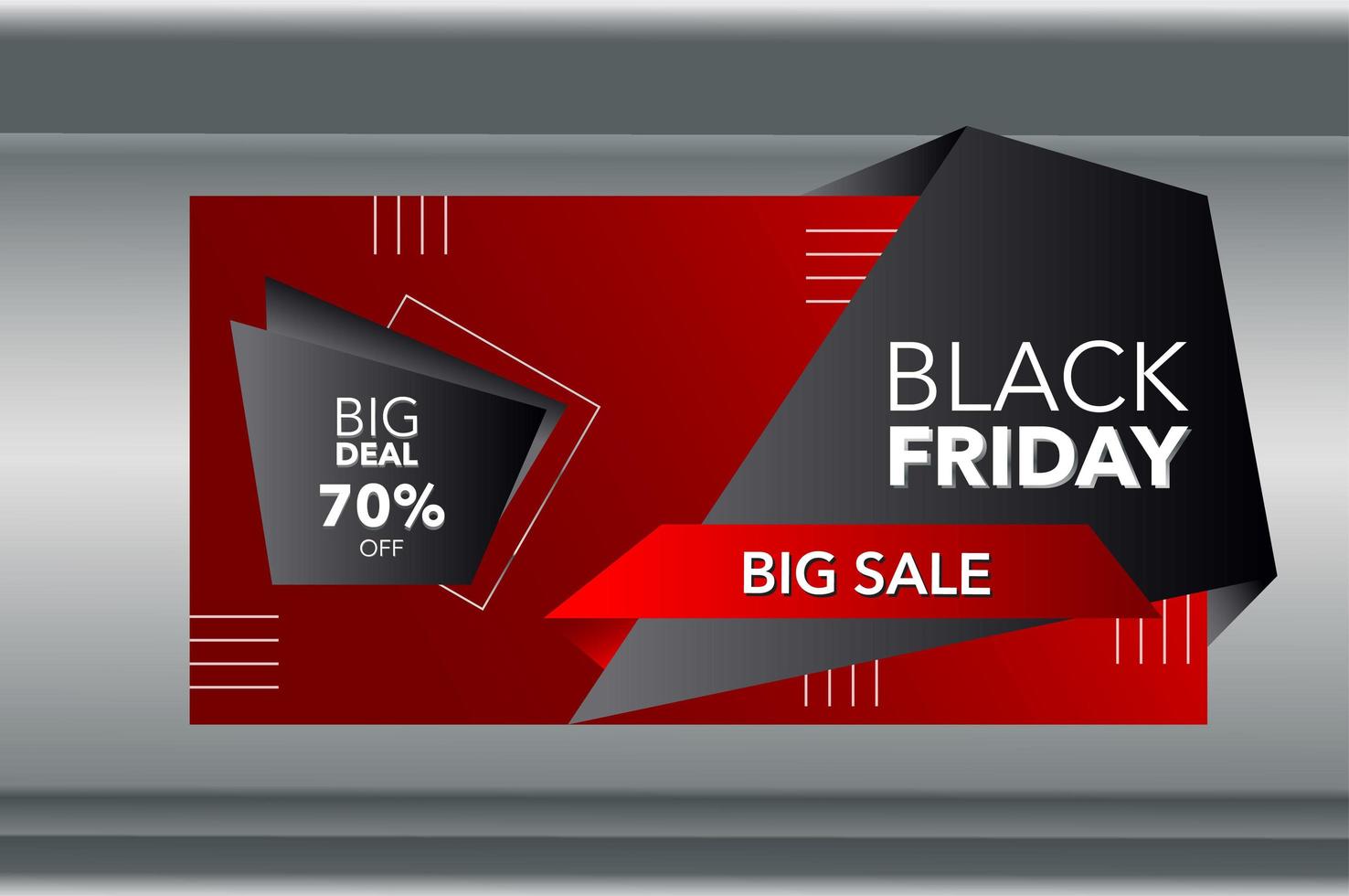 Black friday geometric red and black gradient sale banner vector