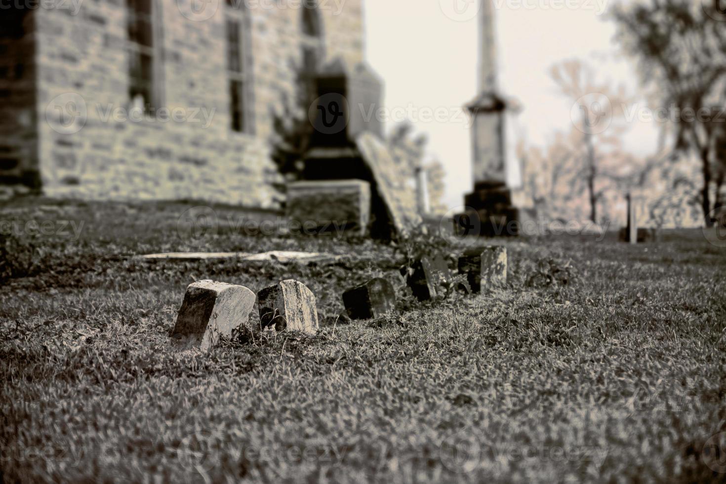 antiguo cementerio de lápidas, fotografía de época foto