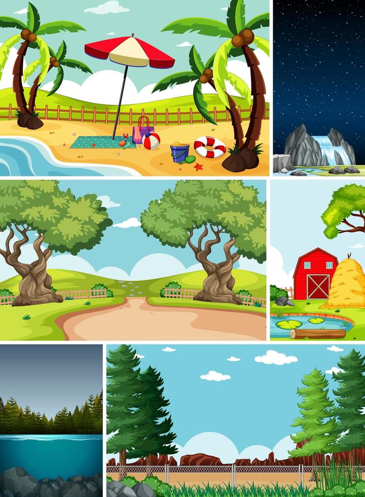 Six different scenes in nature setting  vector