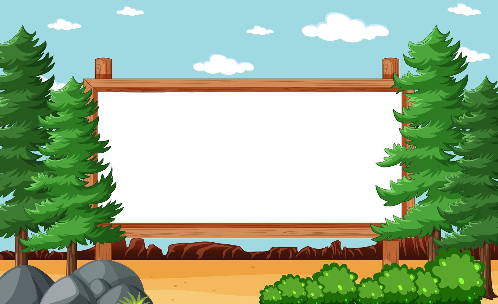 Blank wooden frame in nature park vector