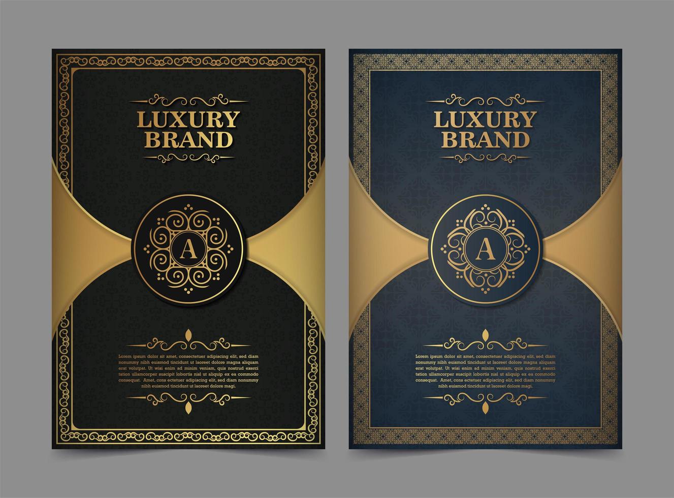 Luxury ornament greeting card set vector